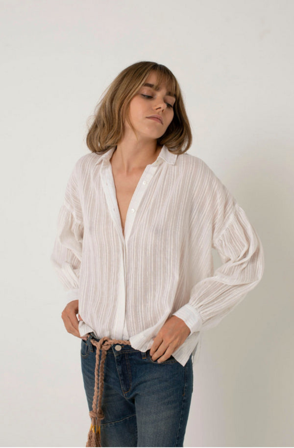 White blouse with lurex details
